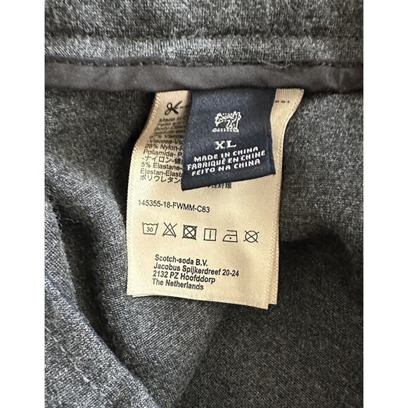 Scotch & Soda Charcoal Gray Stretch Elastic Waist Trouser Zip Logo Pockets XL - Picture 4 of 8